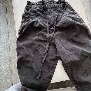 Free People Black Elastic Drawstring Trousers